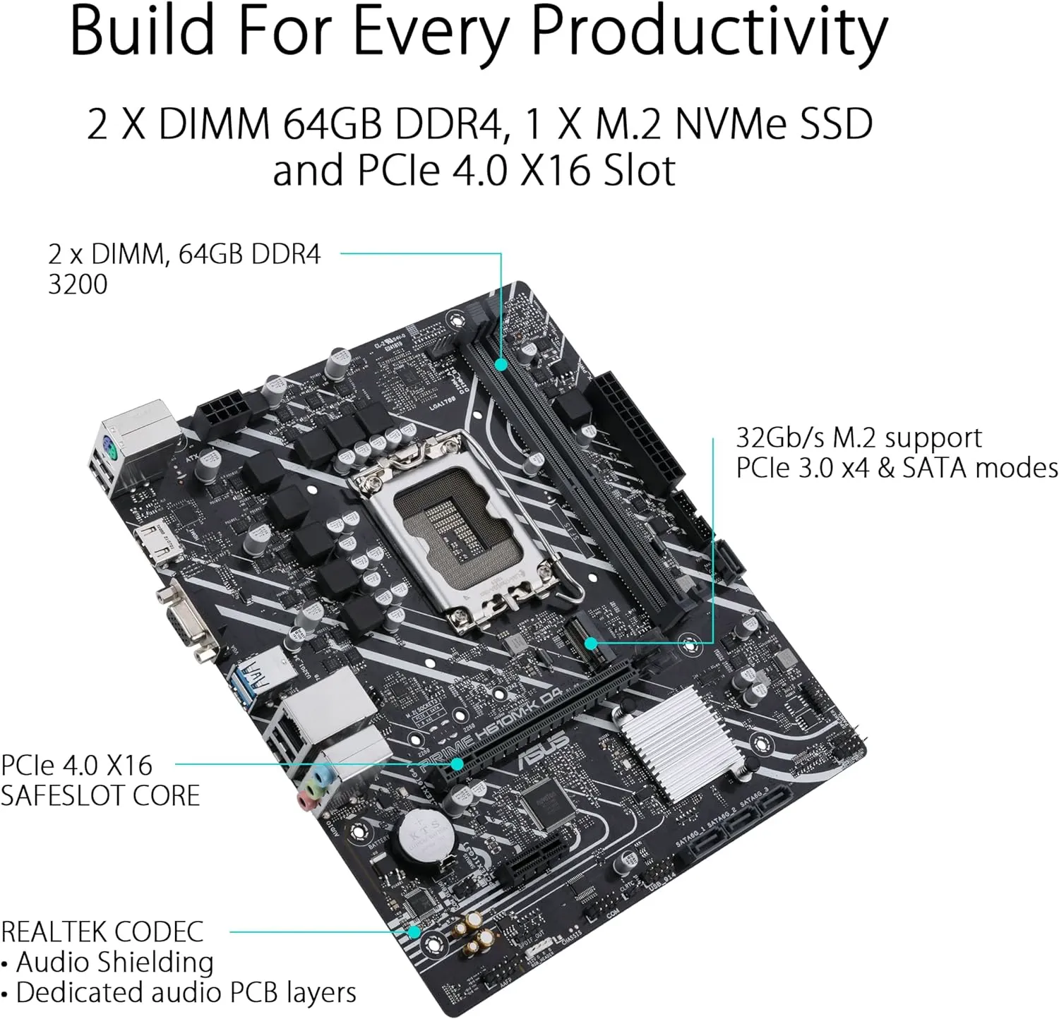 Motherboard ASUS Prime H610M-K D4 DDR4 Intel Micro ATX Motherboard - 3-Years Warranty view 5