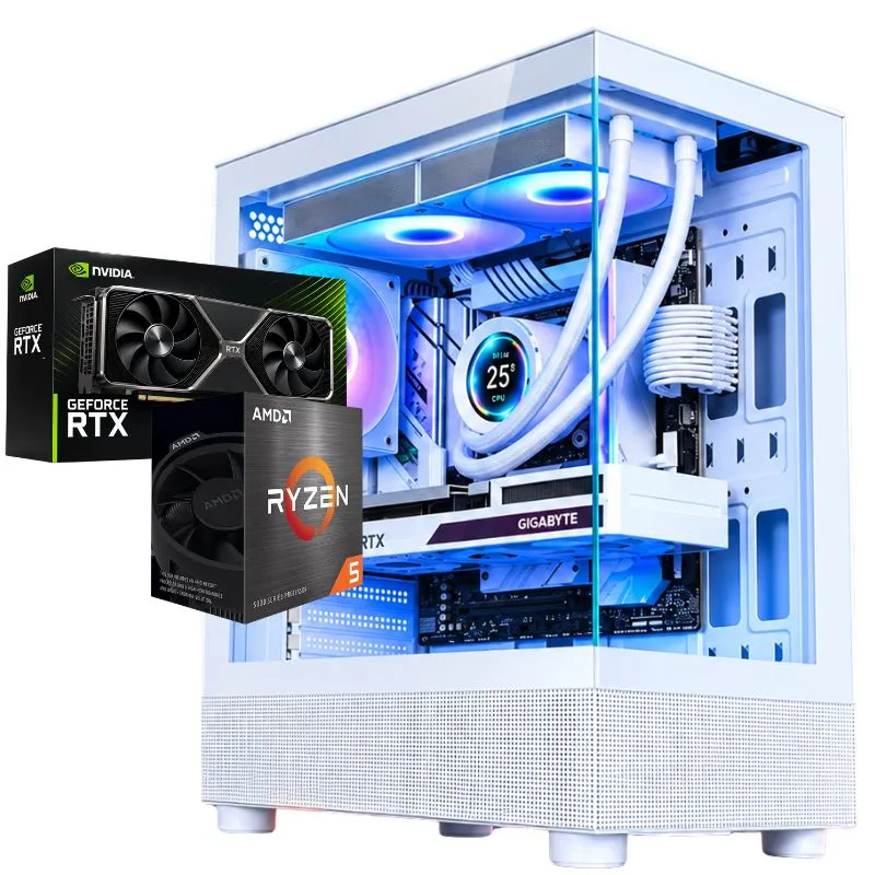 Desktop Dust Runner Gaming PC - AMD Ryzen 5 5500, PNY RTX 5060 OC 8GB, LEXAR 2X8 16GB 3600Hz RGB, AGI AI818 1TB NVMe Gen4