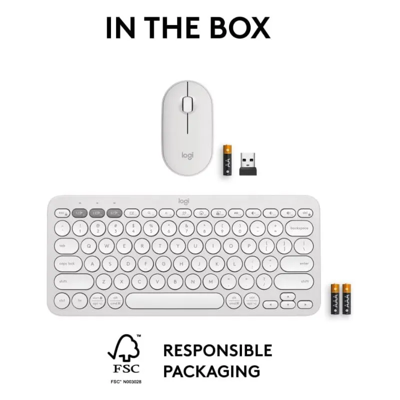 Mouse Logitech Pebble 2 Combo Wireless Gaming Keyboard and - White view 5