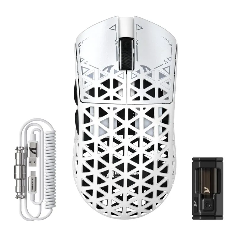 Mouse Attack Shark R5 Ultra Carbon Fiber 42000 DPI RGB Wireless Gaming - White