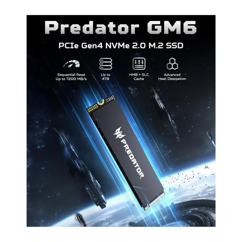 Accessory Acer Predator GM6 2TB M.2 NVMe PCIe 4.0 up to 7200MB/s SSD (PS5 Compatible) view 2