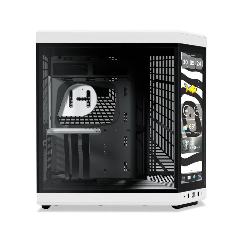 Case HYTE Y70 Panda Touch Infinite Dual-Chamber ATX Gaming Case (No Fans) - White/Black view 2