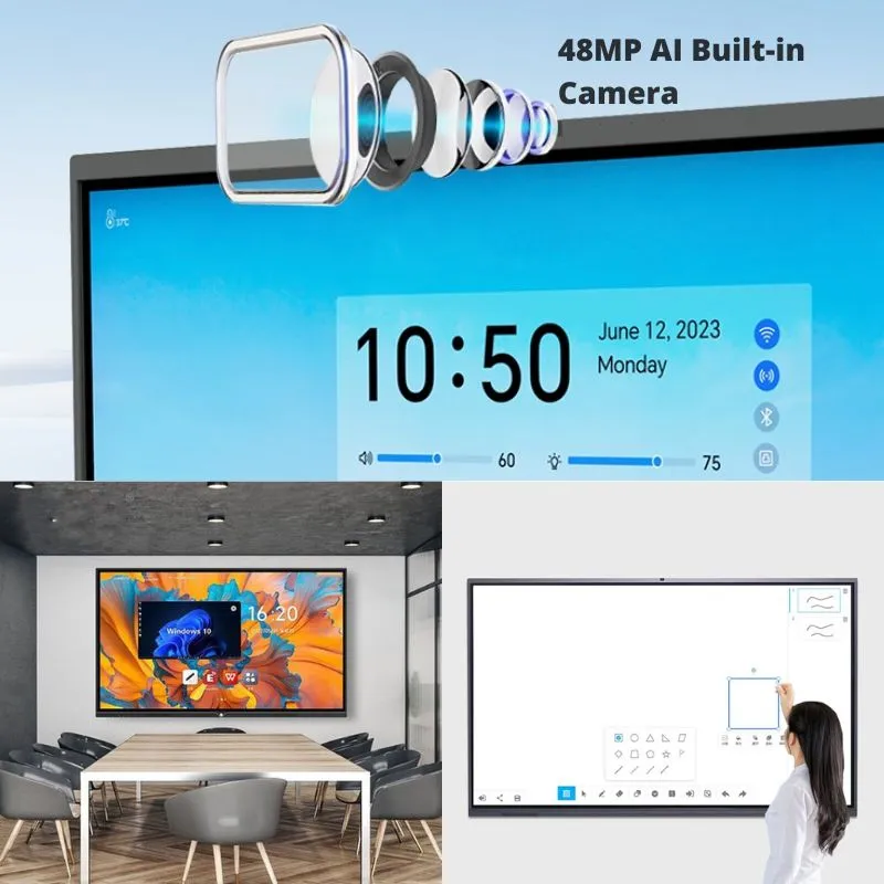 Webcam Luminex WS-65 Smart Interactive Whiteboard With 65-Inch 4K UHD, Android 13, 8GB RAM, 128GB SSD, AI Built-in Camera - 3 Years Warranty view 2