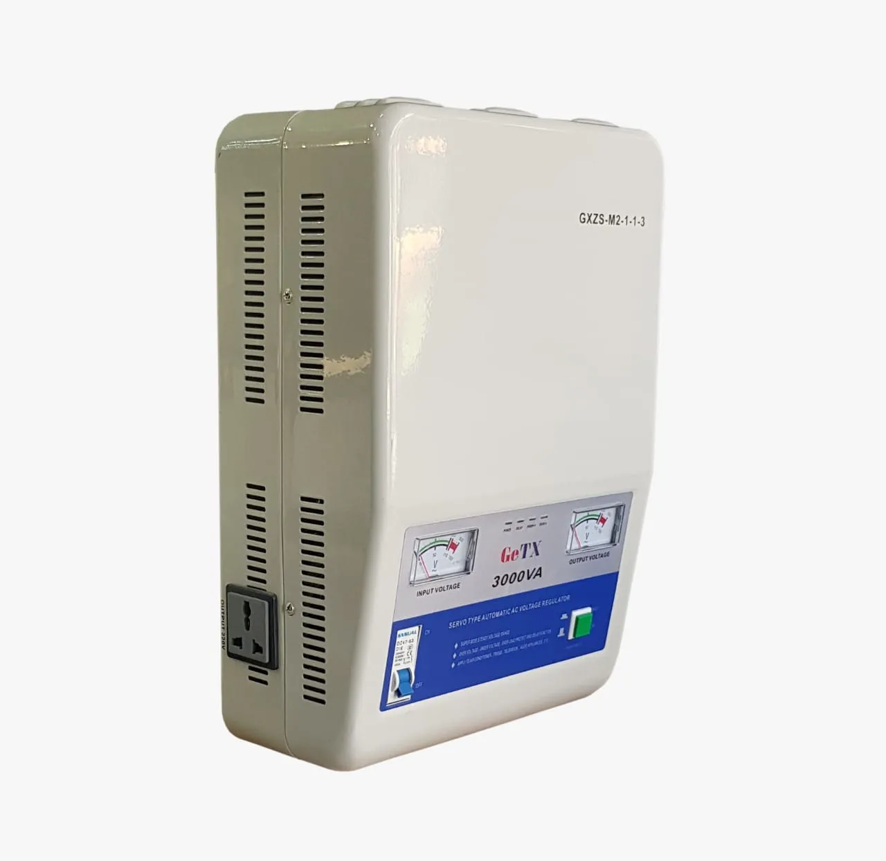 UPS GeTX Stabilizer Servo motor Type 3000VA 1Phases Wall Mount Cabinet Input 80v-260v, Output 220v, UK Socket GXZS-M2-1-3