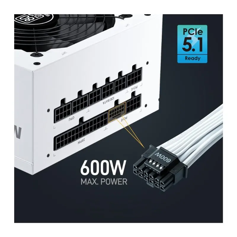 Power Supply Segotep GM850W 850W 80+ Gold Full Modular Gaming PC AC 100-240V White view 3
