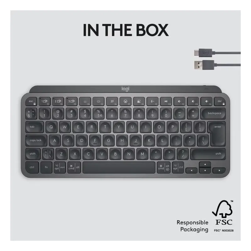 Keyboard Logitech MX Keys Mini Minimalist Wireless Keyboard - Black view 5