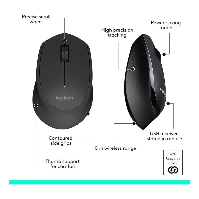 Mouse Logitech MK345 Wireless Combo Keyboard and - Black view 3