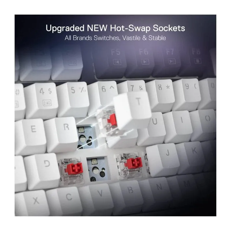 Keyboard Redragon K673 Pro 75% Gasket Mechanical Gaming, White - Blue view 4