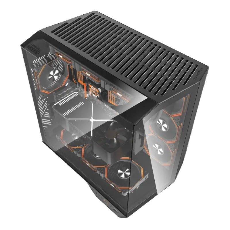 Desktop DarkFlash DY470 ATX Gaming PC Case With (4x Pre-installed ARGB fans) - Black view 5