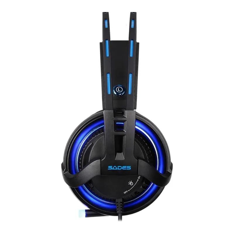 Headset Sades Diablo SA-916, Gaming Headset, USB Wired - Black/Blue view 2