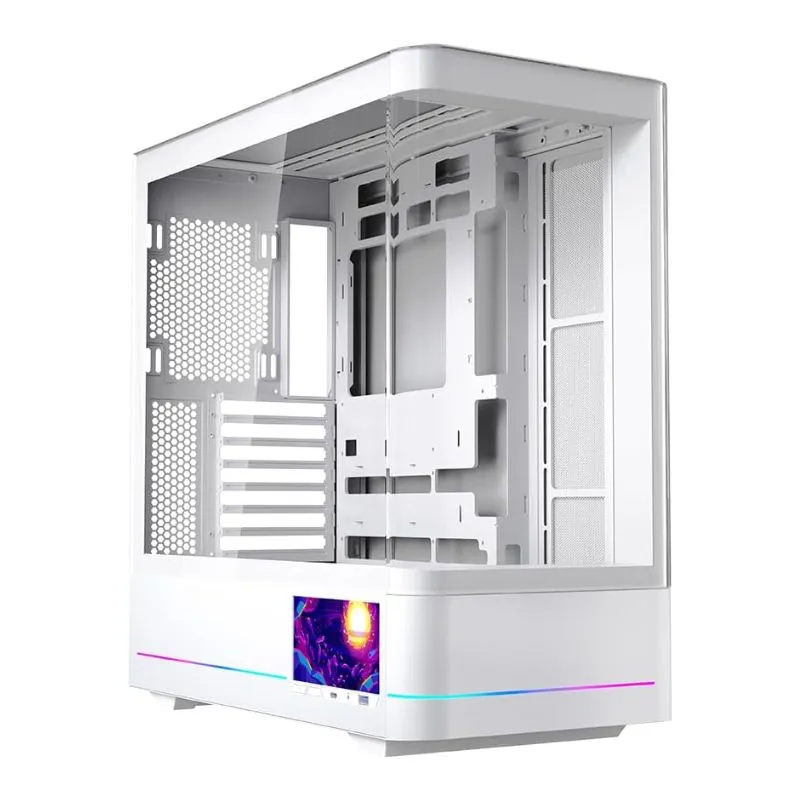 Case Jungle Leopard AC-02 ATX Mid Tower Gaming Case With LCD Display (Without Fans) - White