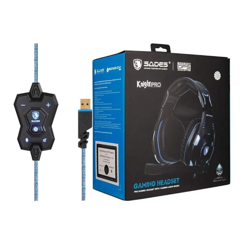 Headset Sades Knight SA-907pro, Gaming Headset, USB Wired - Black view 4
