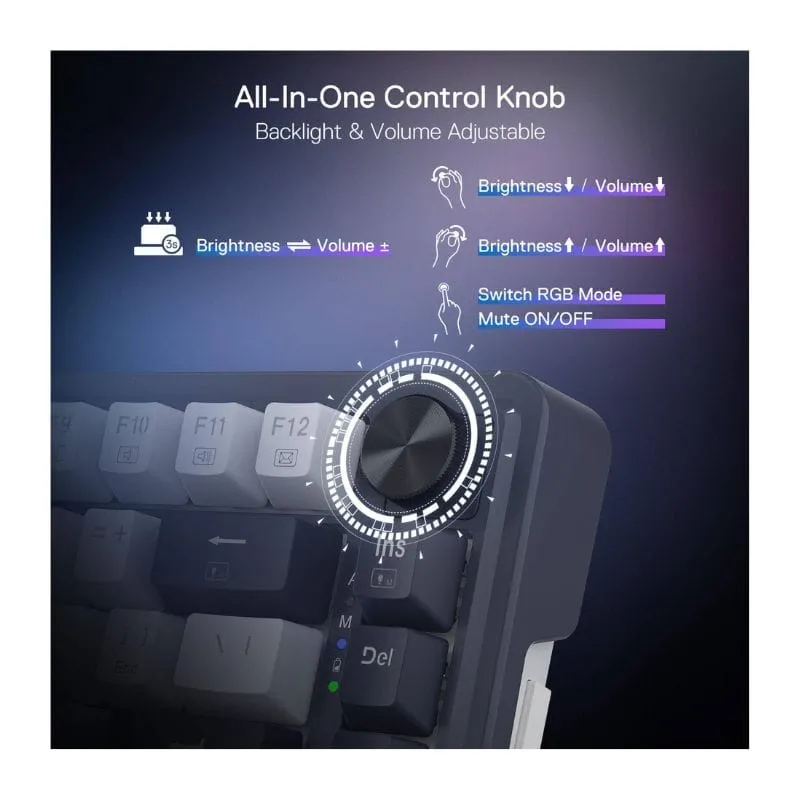 Keyboard Redragon K673 Pro 75% Gasket Mechanical Gaming, White - Blue view 5