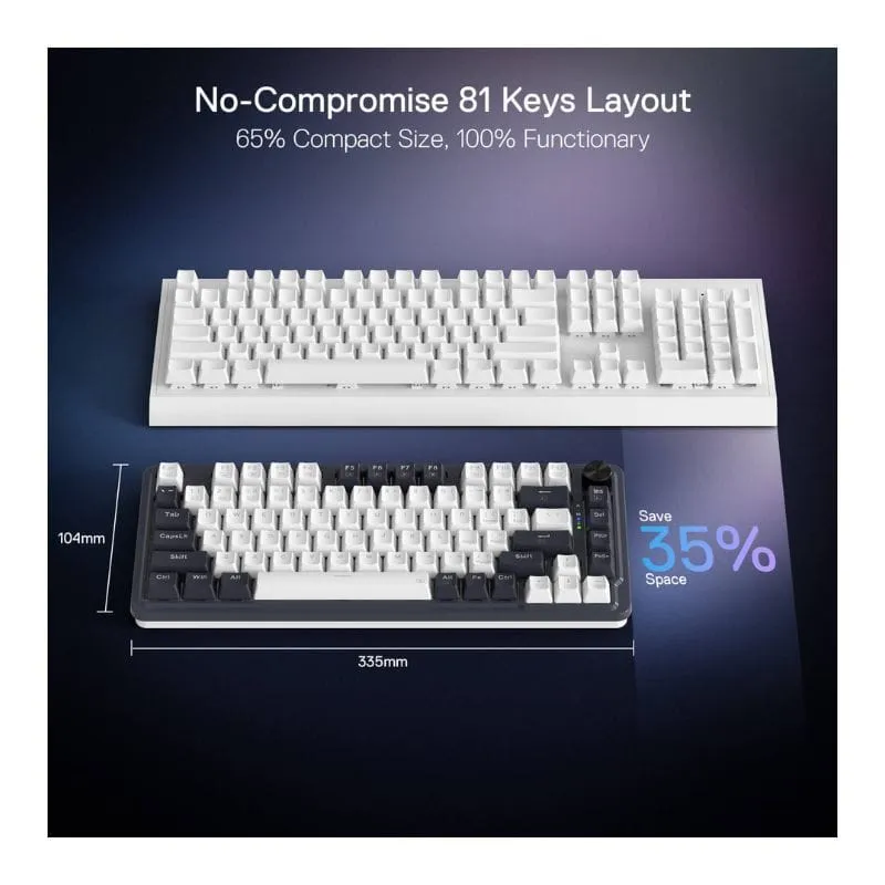 Keyboard Redragon K673 Pro 75% Gasket Mechanical Gaming, White - Blue view 3