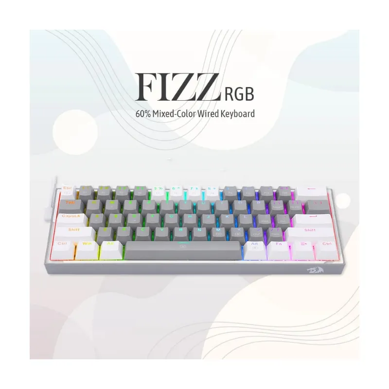 Keyboard Redragon K617 FIZZ Gray/White Wired Gaming view 2