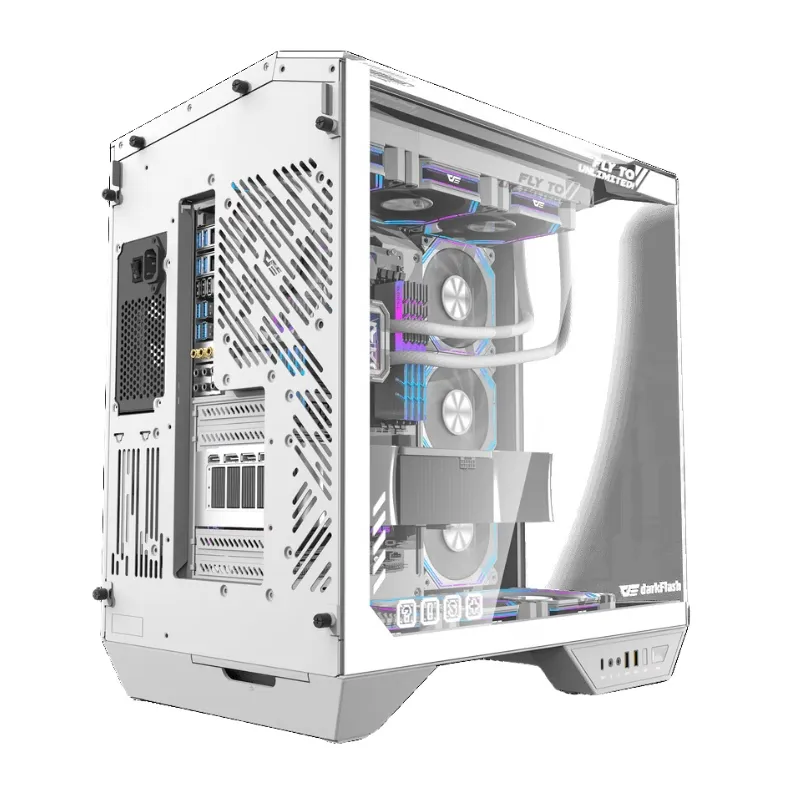 Desktop DarkFlash DY470 ATX Gaming PC Case With (4x Pre-installed ARGB fans) - White view 6