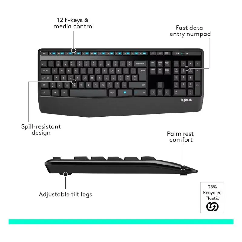 Mouse Logitech MK345 Wireless Combo Keyboard and - Black view 2