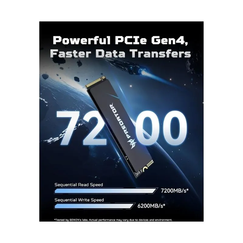Accessory Acer Predator GM6 2TB M.2 NVMe PCIe 4.0 up to 7200MB/s SSD (PS5 Compatible) view 3