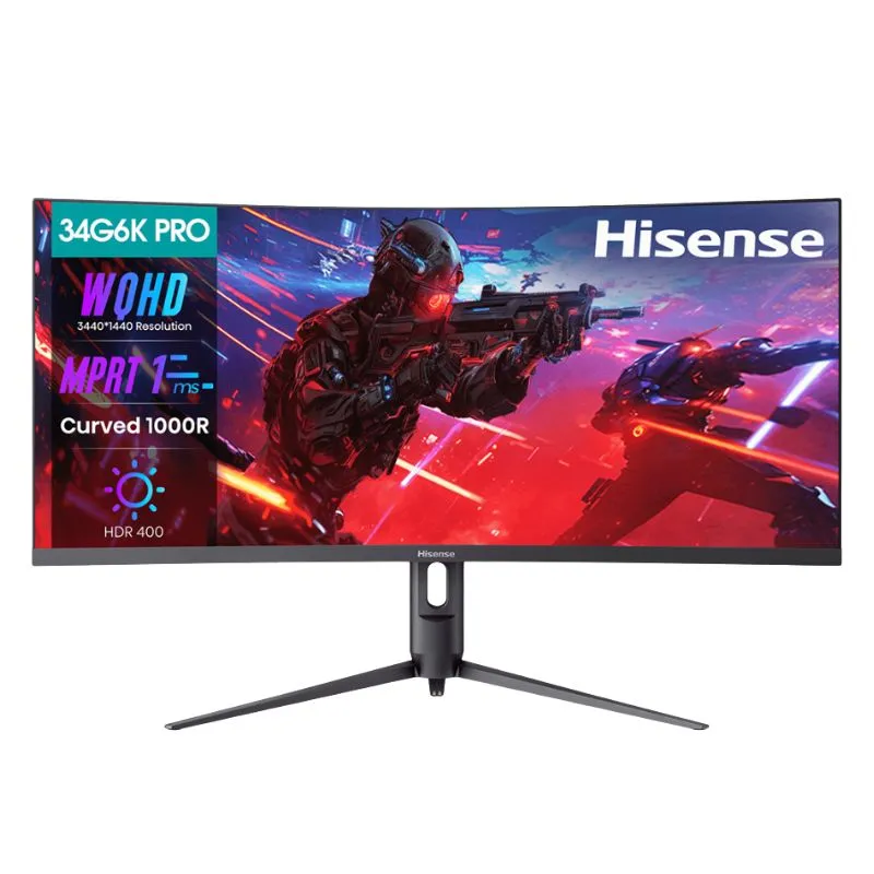 Monitor Hisense 34G6K-PRO 34-Inch 180Hz WQHD Curved 1ms Gaming - Black view 3