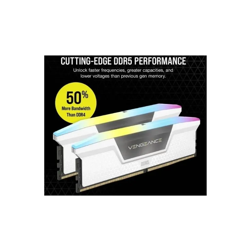 RAM Corsair Vengeance RGB 32GB (2x16GB) DDR5 6000MHz CL36 Desktop Memory - White view 3