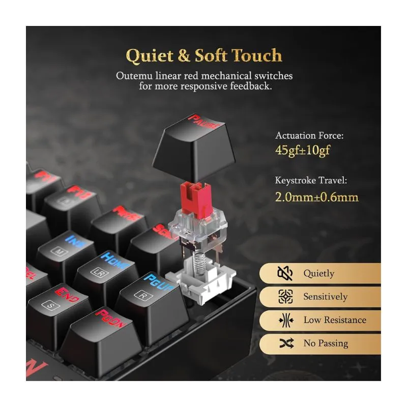 Keyboard Redragon K552 RGB Arabic - Black Wired Gaming view 3
