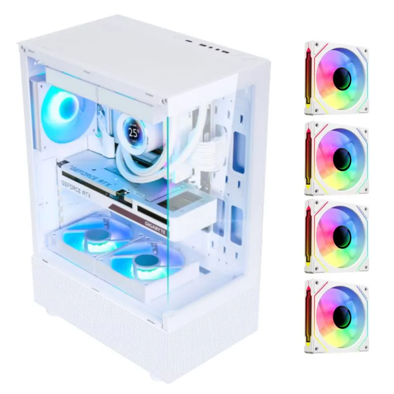 Case SAMA Neview 3321 ATX Mid Tower Gaming Case (4-ARGB Pre-installed fans & Hub Control) - White