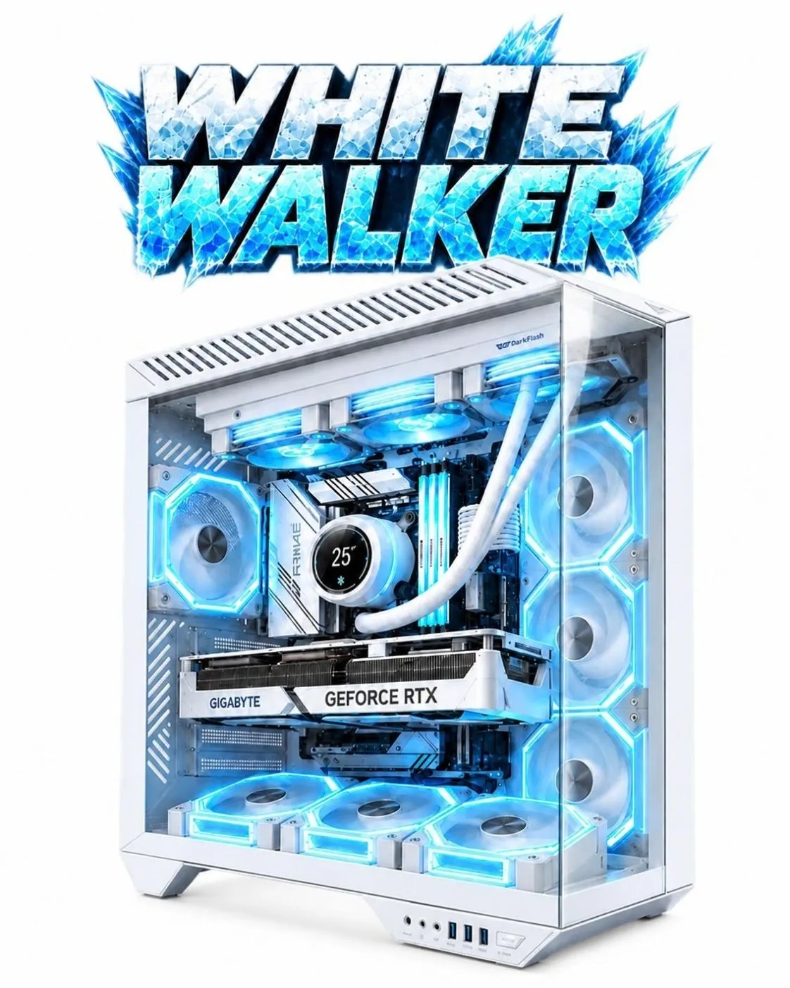 Desktop White Walker Gaming PC - AMD Ryzen 7 9800X3D, Gigabyte RTX 5070 Ti Eagle Ice 16GB, Corsair Vengeance RGB 32GB DDR5-6200 White, AGI AI828 1TB NVMe Gen4 alternate