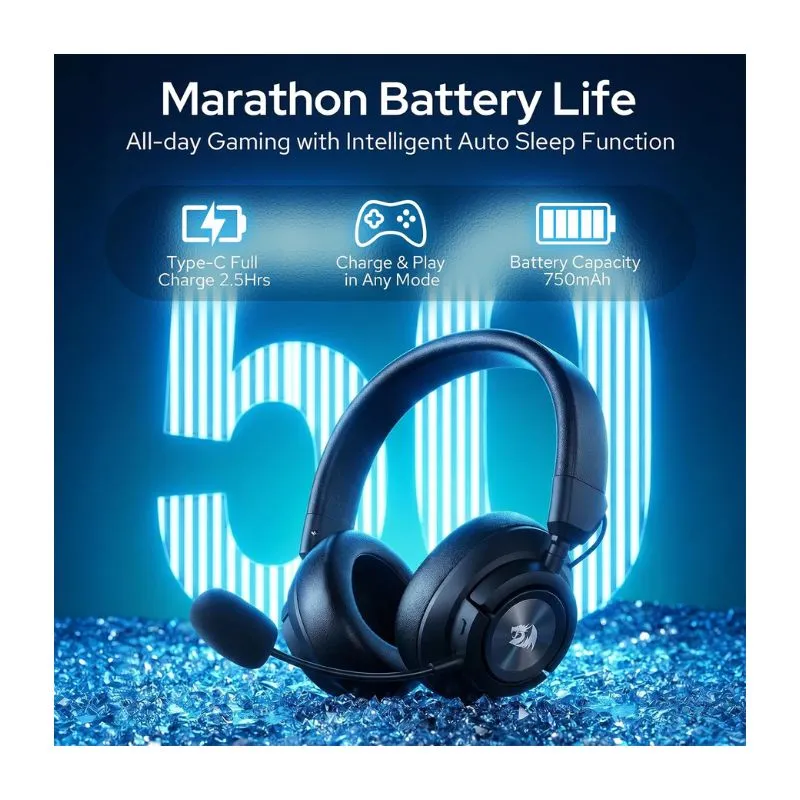 Headset Redragon H889 SPECTRA PRO - Black Wireless Gaming view 4