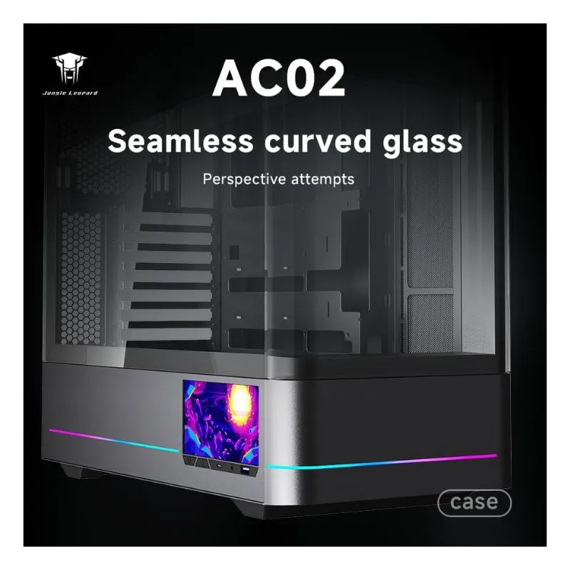 Case Jungle Leopard AC-02 Mid Tower ATX Gaming Case With LCD Display (Without Fans) - Black alternate
