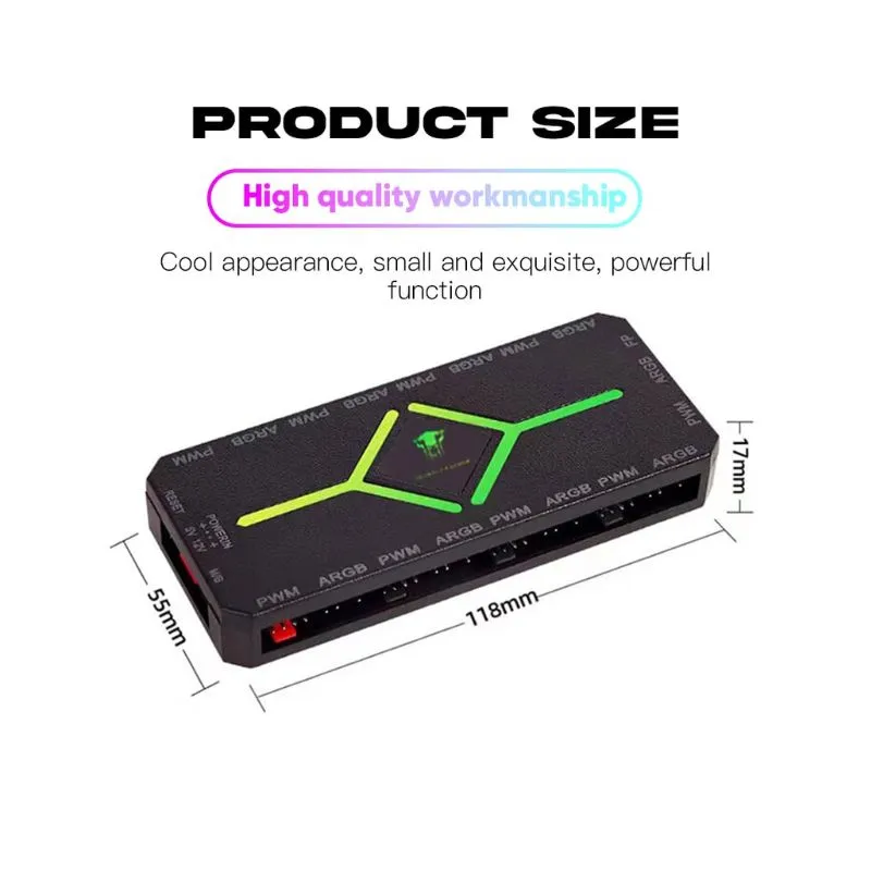 Cooler Jungle Leopard 9-in-1 ARGB Fan Hub Controller - Black view 3