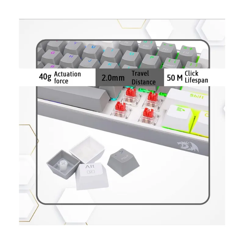 Keyboard Redragon K617 FIZZ Gray/White Wired Gaming view 3