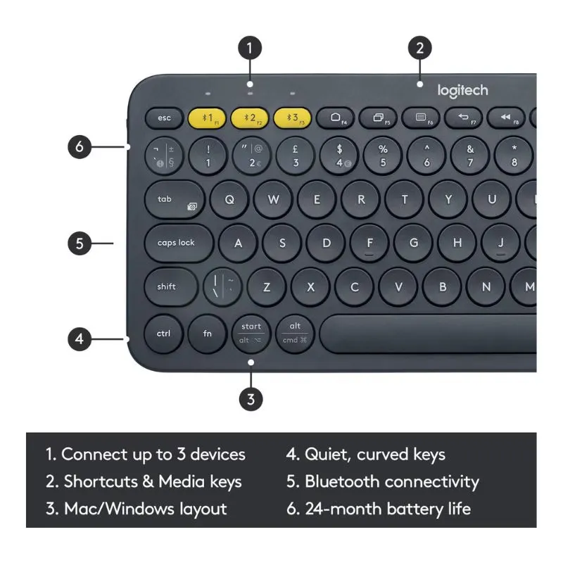Keyboard Logitech K380 Multi-Device Bluetooth Keyboard - Black alternate