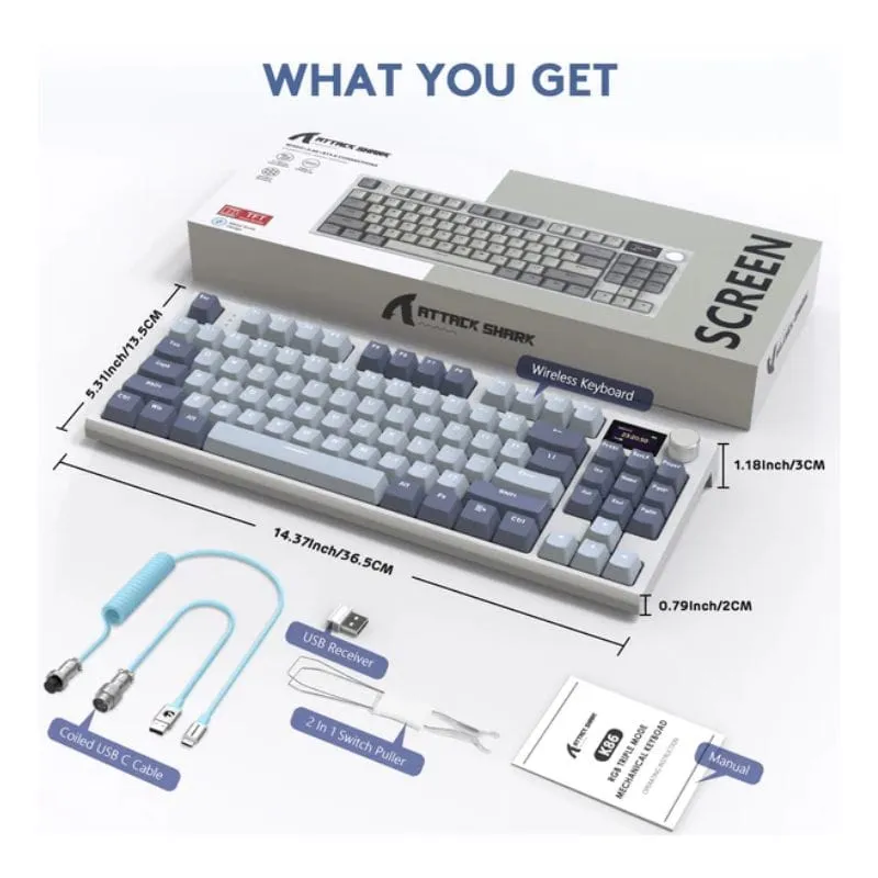 Keyboard ATTACK SHARK K86 RGB Wireless Mechanical Gaming Keyboard - Lavender Blue view 5