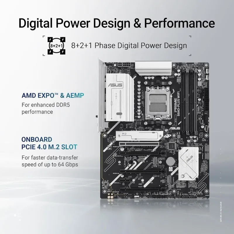 Motherboard ASUS PRIME B840-PLUS WIFI AMD AM5 - Black view 5