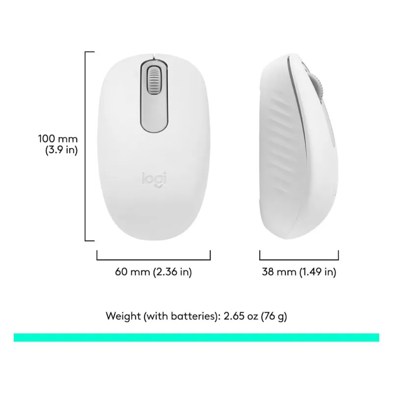 Mouse Logitech M196 Bluetooth Wireless Mouse - White view 3