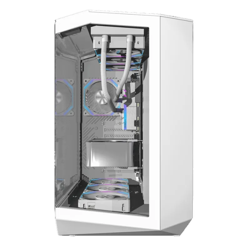 Desktop DarkFlash DY470 ATX Gaming PC Case With (4x Pre-installed ARGB fans) - White view 3
