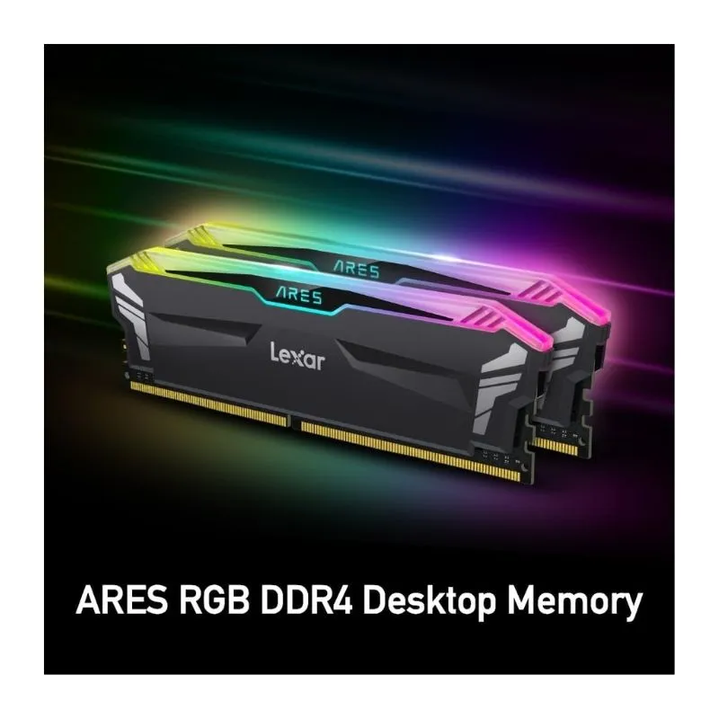 RAM LEXAR ARES RGB 16GB (2x8GB) DDR4 3600MHz Desktop Gaming Memory - Black view 2