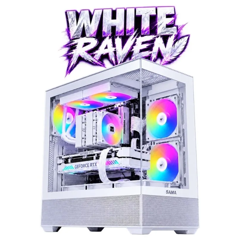 Desktop White Raven Gaming PC - AMD Ryzen 5 5600X, Palit RTX 5060 Ti White 16GB, ANACOMDA DDR4 16GB (16GBX1) 3200MHz, AGI AI818 1TB NVMe Gen4