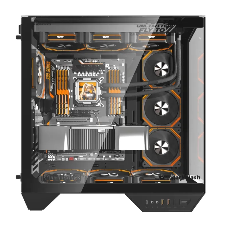 Desktop DarkFlash DY470 ATX Gaming PC Case With (4x Pre-installed ARGB fans) - Black view 7