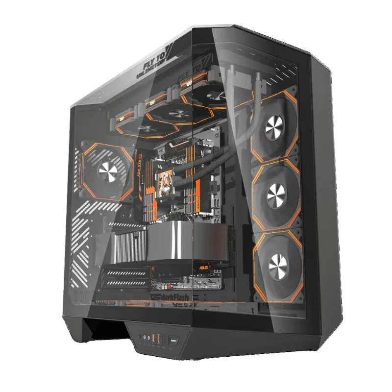 Desktop DarkFlash DY470 ATX Gaming PC Case With (4x Pre-installed ARGB fans) - Black view 8