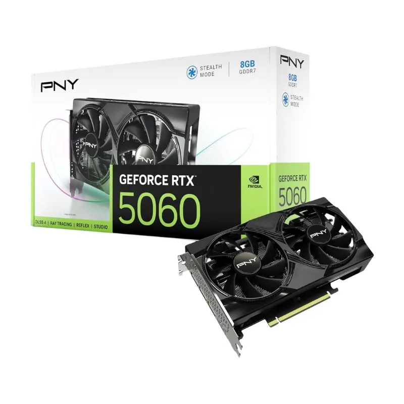 Graphics Card PNY GeForce RTX 5060 8GB Overclocked Dual Fan DLSS 4 - black