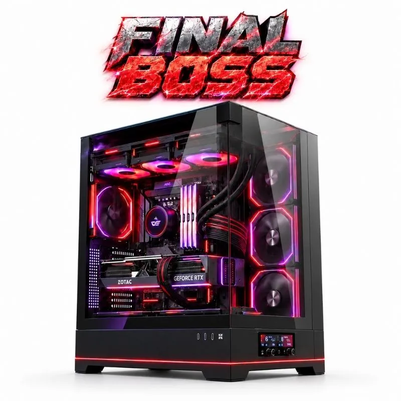 Desktop Final Boss Gaming PC - Intel Core i9-14900K, ZOTAC RTX 5070 Ti Solid 16GB, Corsair Vengeance RGB 32GB DDR5-6200 White, AGI AI828 1TB NVMe Gen4