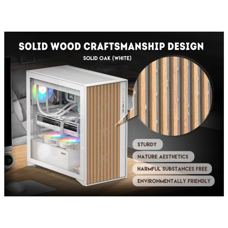 Case SAMA V-Nature SV-05 Mid Tower ATX Gaming Case BTF Back Plug Motherboard (4 Pre-Installed ARGB Fans) - White alternate