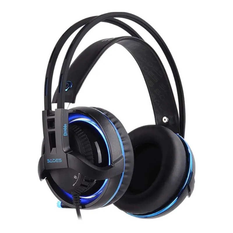 Headset Sades Diablo SA-916, Gaming Headset, USB Wired - Black/Blue view 3