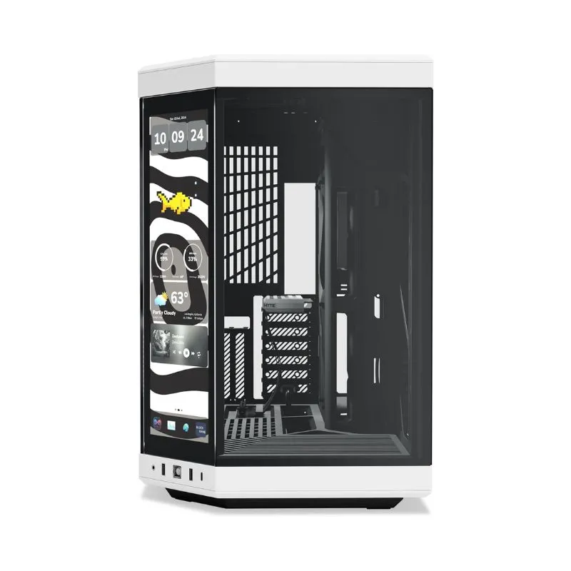 Case HYTE Y70 Panda Touch Infinite Dual-Chamber ATX Gaming Case (No Fans) - White/Black view 4