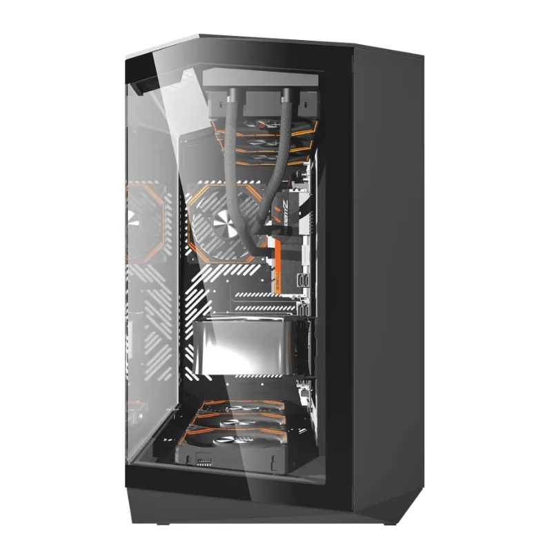 Desktop DarkFlash DY470 ATX Gaming PC Case With (4x Pre-installed ARGB fans) - Black view 4