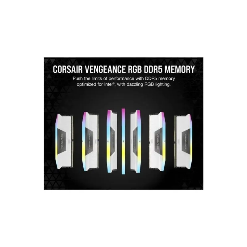 RAM Corsair Vengeance RGB 32GB (2x16GB) DDR5 6000MHz CL36 Desktop Memory - White view 4