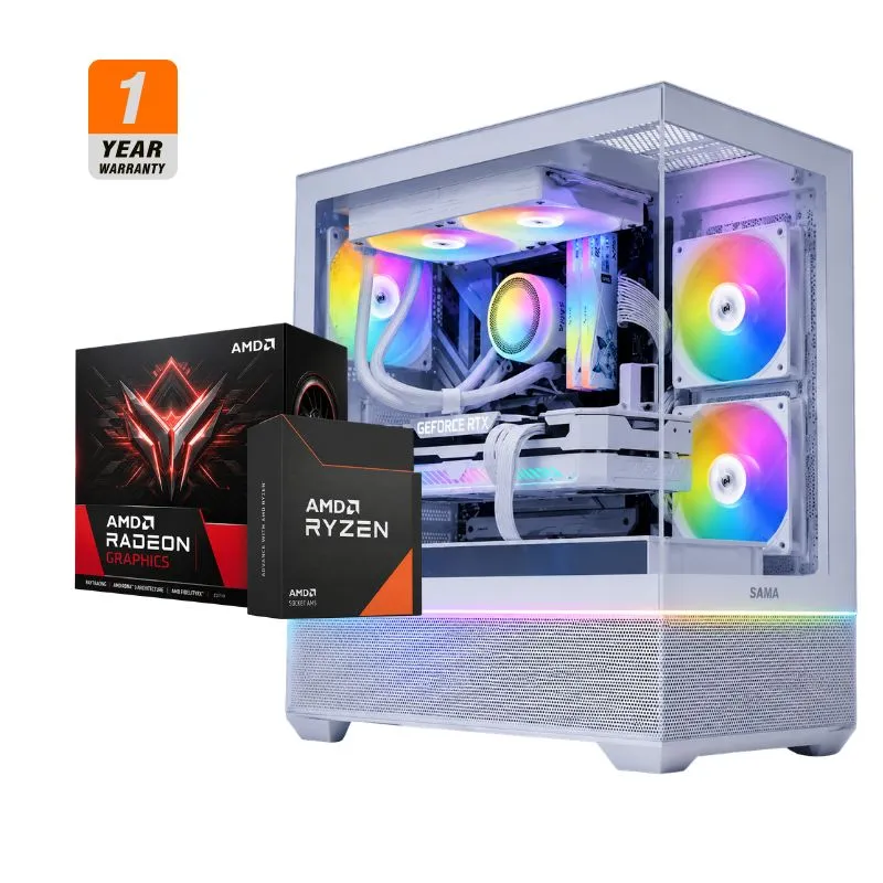 Desktop White Wraith Gaming PC - Intel Core i5-14400F, ASUS PRIME RTX 5070 12GB OC Black, ANACOMDA 32GB DDR5-6000 White (2x16GB), AGI AI828 1TB NVMe Gen4