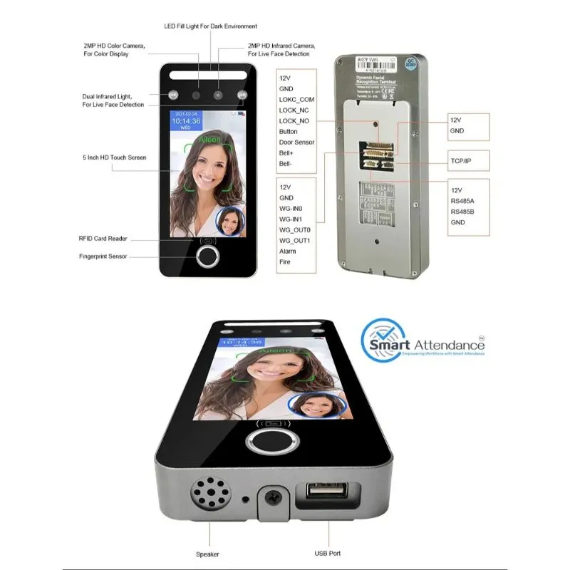Network Device ZKTeco AI07F Dynamic Face & Fingerprint Recognition Terminal view 2