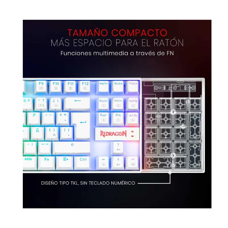 Keyboard Redragon K552W-RGB Arabic - White Wired Gaming view 3